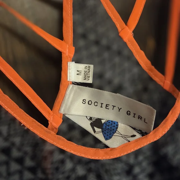 Society Girl Orange Strappy Top - Picture 3 of 5